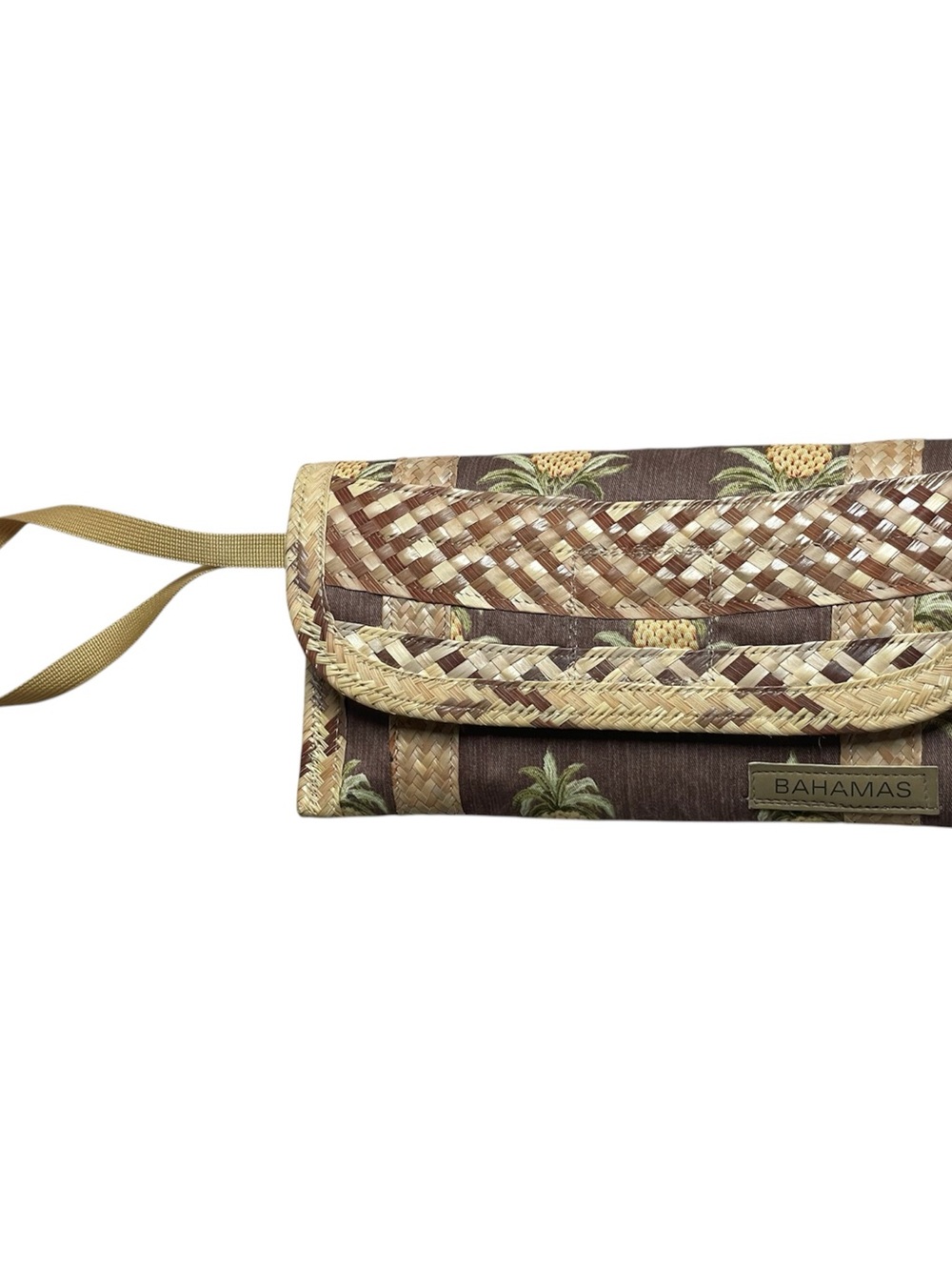 Handmade BAHAMAS Woven Straw Shoulder Bag Foldover Envelope Shape
